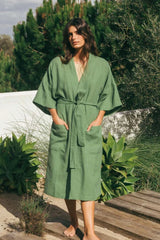 Midnight Linen Bathrobe