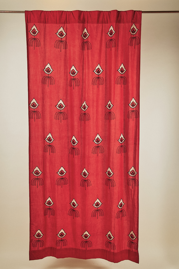 Nazar Coral Rust Lightweight Curtain Panel