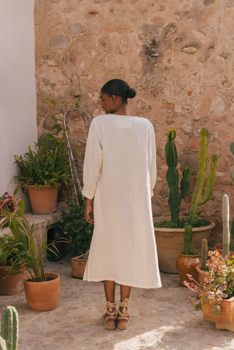 Amalia Long-Length Linen Dress Dresses AmourLinen 