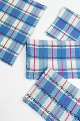 Archive New York San Andres Gingham Blue & White Cocktail Napkins Set of 4 Kitchen Archive New York 