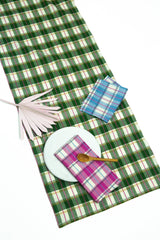 Archive New York San Andres Gingham Forest & White Table Runner Kitchen Archive New York 