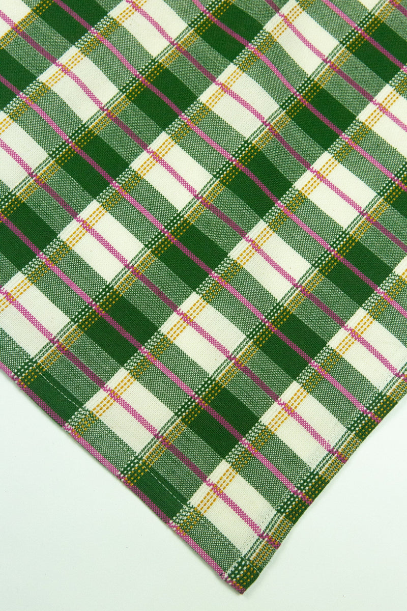 Archive New York San Andres Gingham Forest & White Table Runner Kitchen Archive New York 