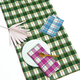 Archive New York San Andres Gingham Forest & White Table Runner Kitchen Archive New York 