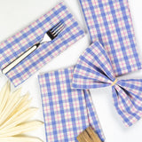 Archive New York Sofia Plaid Dinner Napkin in Periwinkle Blue and Pink Kitchen Archive New York 