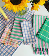 Archive New York Sofia Plaid Dinner Napkin in Periwinkle Blue and Pink Kitchen Archive New York 