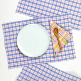 Archive New York Sofia Plaid Placemat in Periwinkle Blue and Pink Kitchen Archive New York 