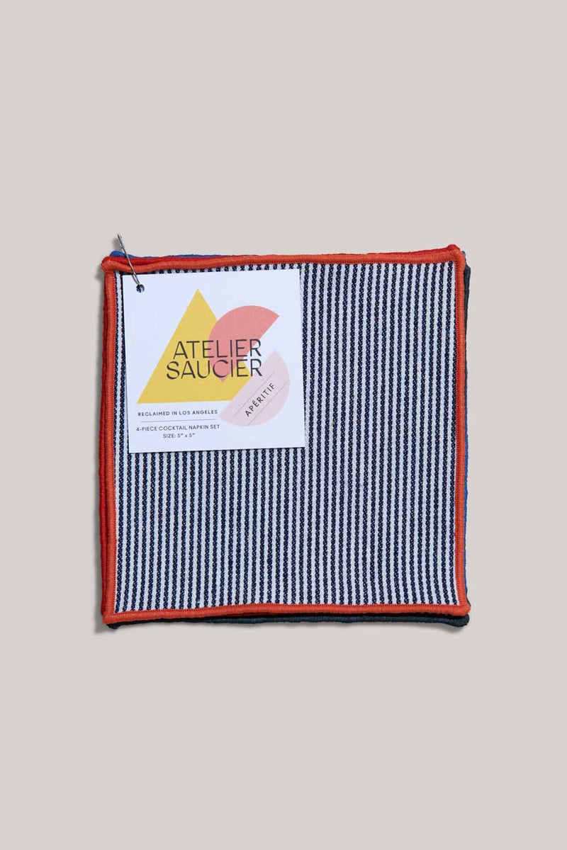 ATELIER SAUCIER Americana Stripe Cocktail Napkins | Set of 4 COCKTAIL NAPKINS ATELIER SAUCIER 