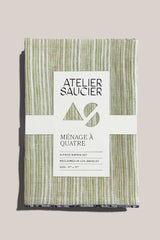 ATELIER SAUCIER Avocado Stripe Napkins | Set of 4 NAPKINS ATELIER SAUCIER 