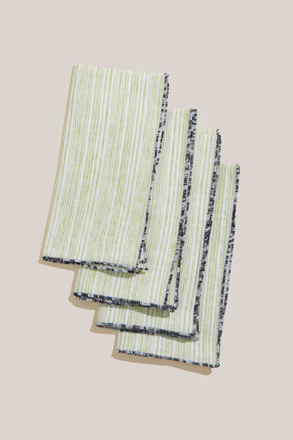 ATELIER SAUCIER Avocado Stripe Napkins | Set of 4 NAPKINS ATELIER SAUCIER 