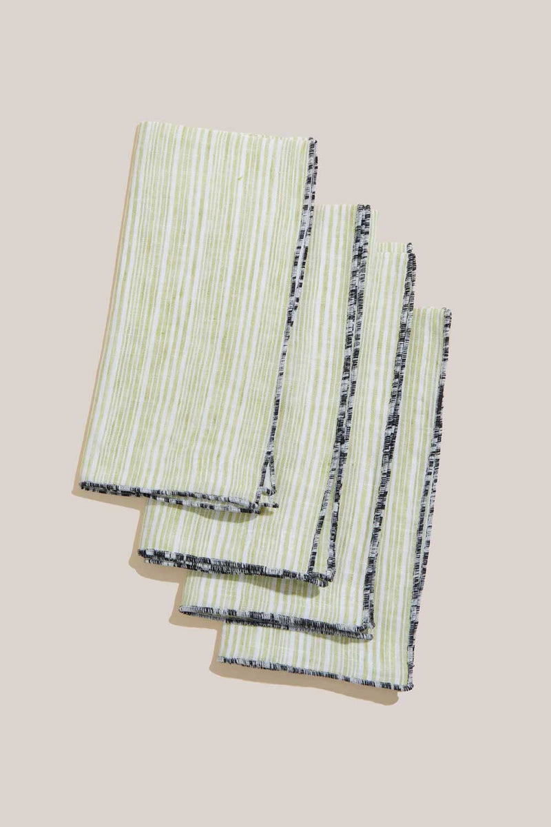 ATELIER SAUCIER Avocado Stripe Napkins | Set of 4 NAPKINS ATELIER SAUCIER 