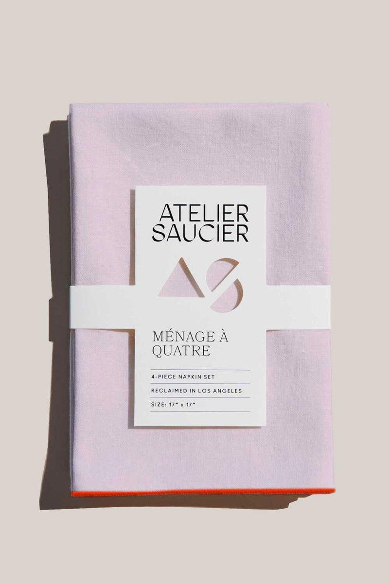 ATELIER SAUCIER Blush Linen Orange Napkins | Set of 4 NAPKINS ATELIER SAUCIER 