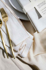 ATELIER SAUCIER Cream Burlap Crème Napkins | Set of 4 NAPKINS ATELIER SAUCIER 