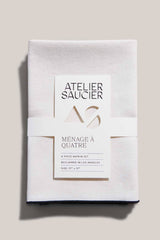 ATELIER SAUCIER Cream Burlap Noir Napkins | Set of 4 NAPKINS ATELIER SAUCIER 