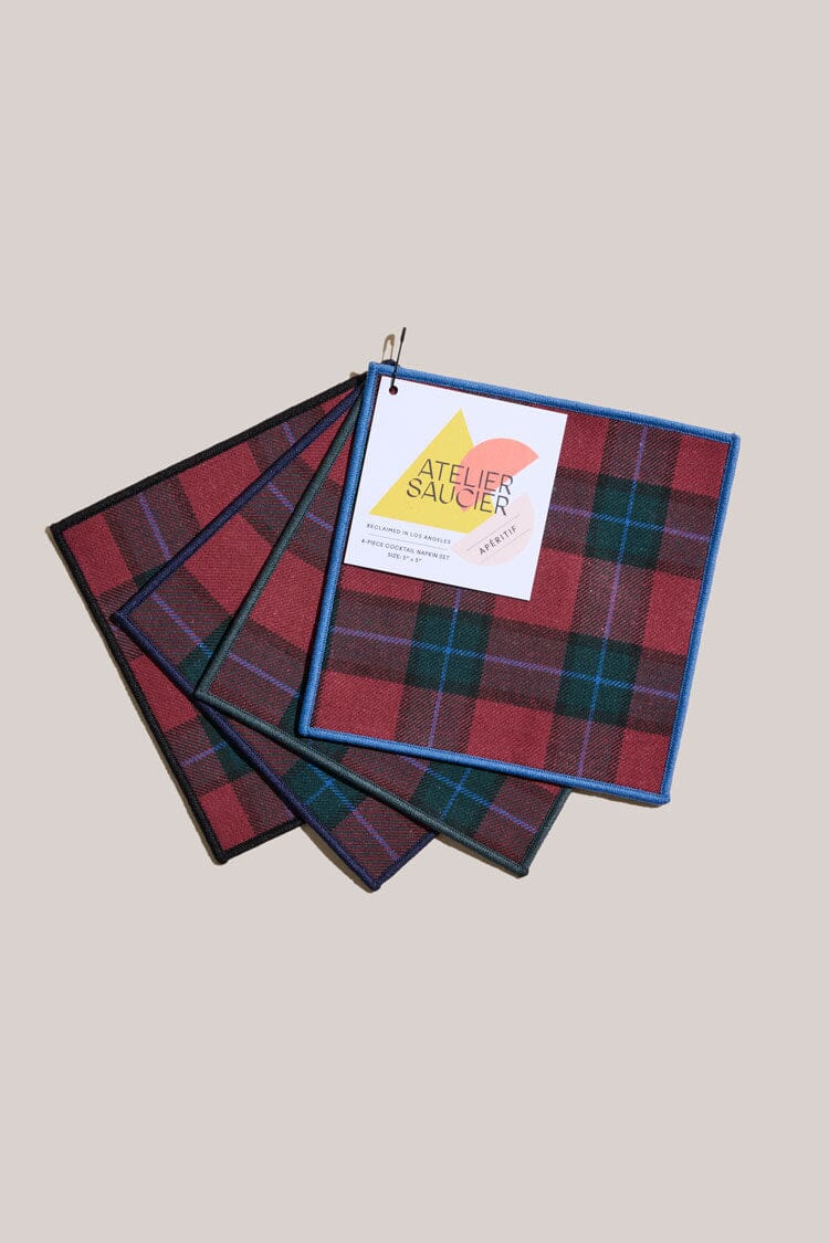 ATELIER SAUCIER Jubilee Plaid Cocktail Napkins | Set of 4 COCKTAIL NAPKINS ATELIER SAUCIER 