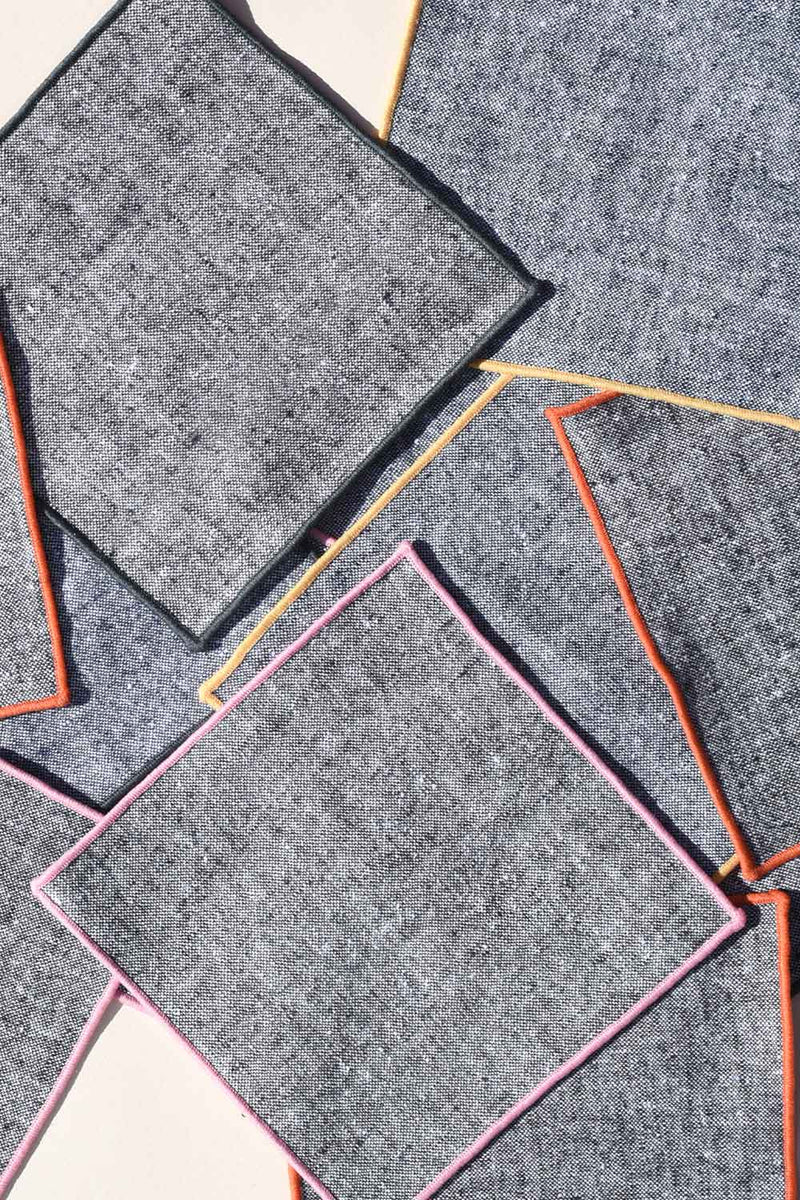 ATELIER SAUCIER Rainbow Chambray Cocktail Napkins | Set of 4 COCKTAIL NAPKINS ATELIER SAUCIER 