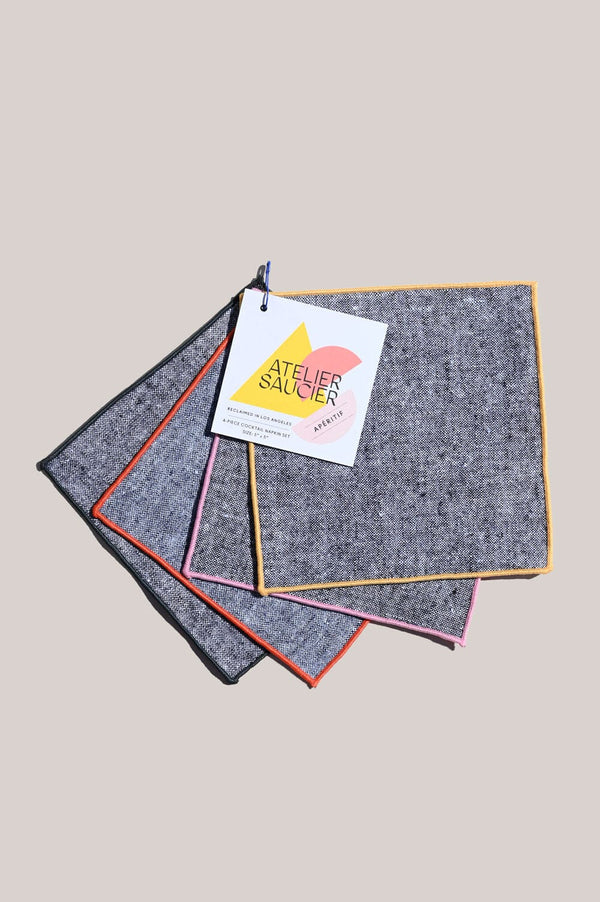 ATELIER SAUCIER Rainbow Chambray Cocktail Napkins | Set of 4 COCKTAIL NAPKINS ATELIER SAUCIER 