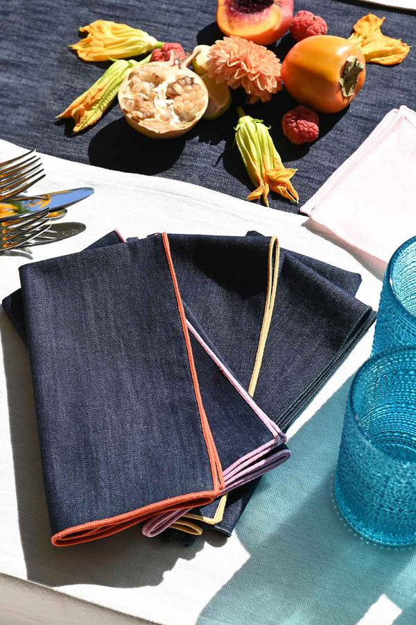 ATELIER SAUCIER Rainbow Denim Napkins | Set of 4 NAPKINS ATELIER SAUCIER 