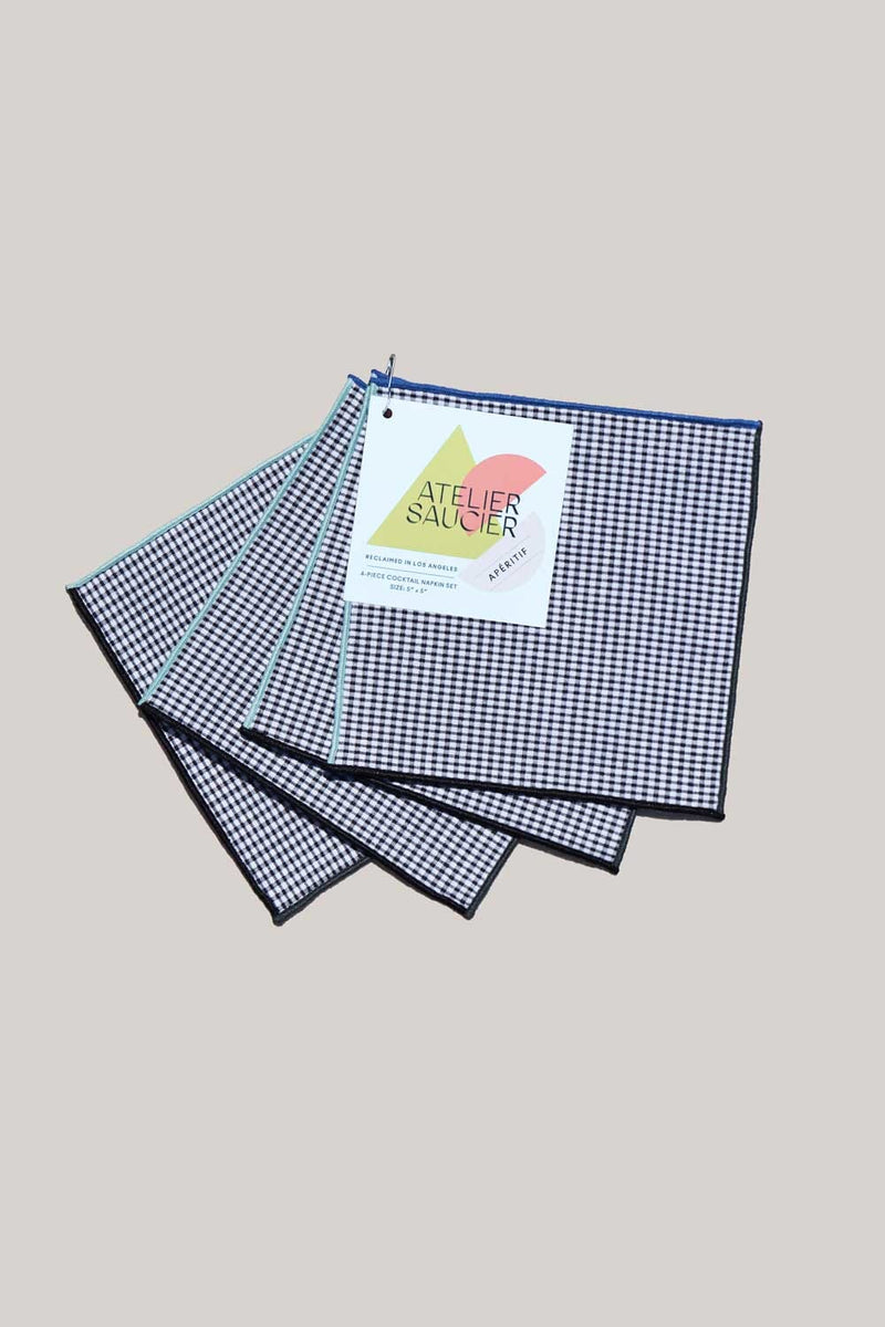 ATELIER SAUCIER Retro Gingham Cocktail Napkins | Set of 4 COCKTAIL NAPKINS ATELIER SAUCIER 