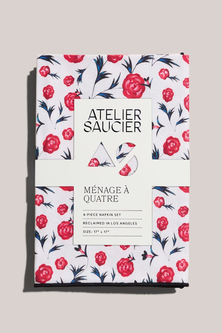 ATELIER SAUCIER Rose Rouge Napkins | Set of 4 NAPKINS ATELIER SAUCIER 