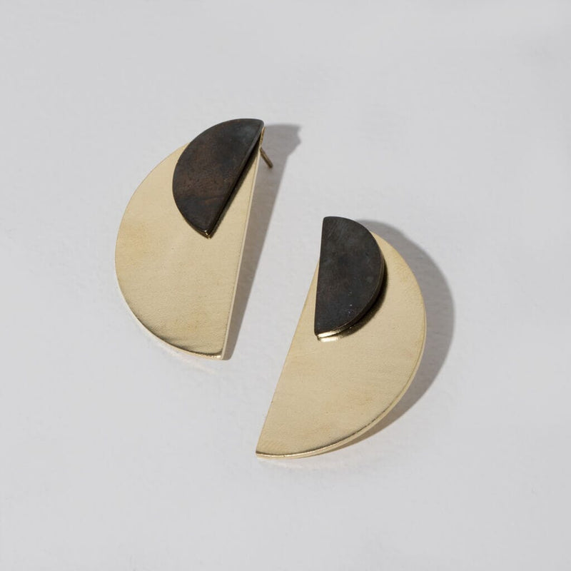 Balance Half Circle 2-in-1 Earrings Earrings Mulxiply Brass and Oxidized Brass 