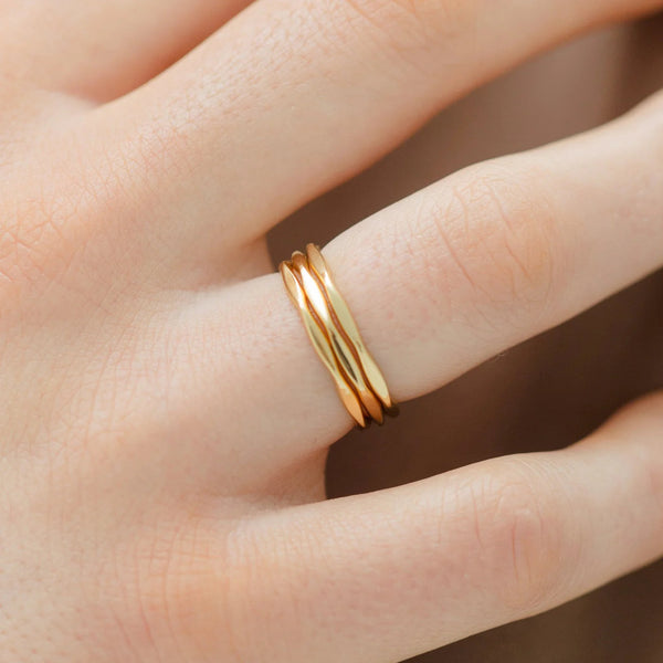 Be Light Recycled Gold Stacking Rings - Set Rings Sara Patino Jewelry 