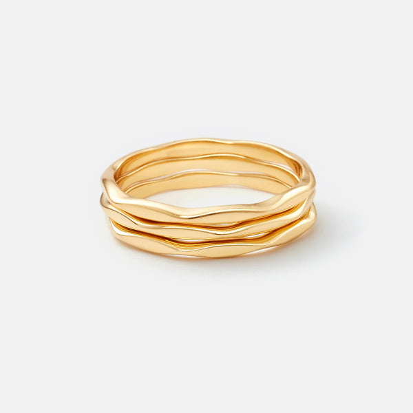 Be Light Recycled Gold Stacking Rings - Set Rings Sara Patino Jewelry Set of 3 Size 6 