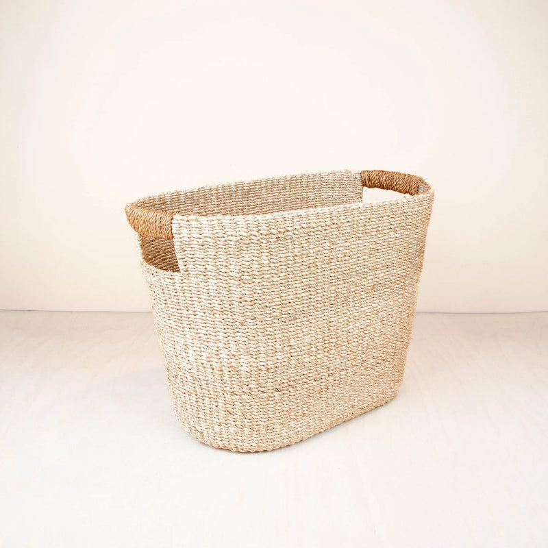 Black Oval Storage Hemp Basket Storage Baskets LIKHÂ Tan Medium 