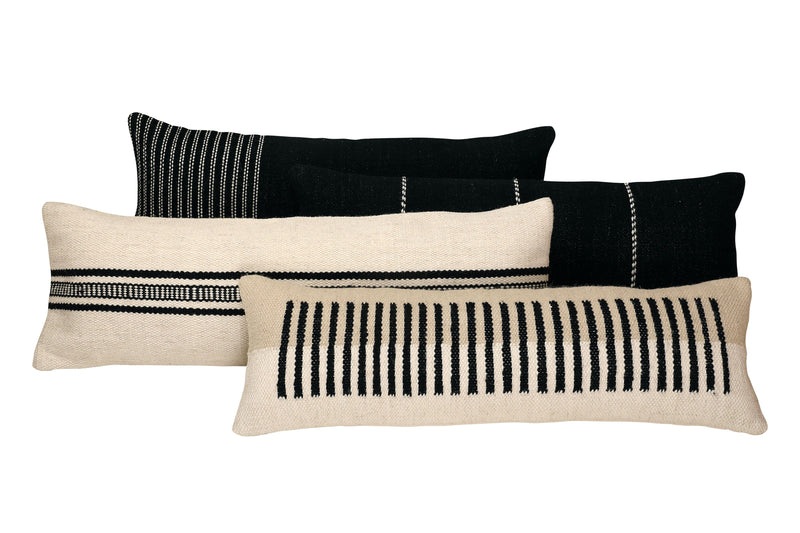 Black Stripe Wool Lumbar Pillow Cover CUSHIONS Casa Amarosa 