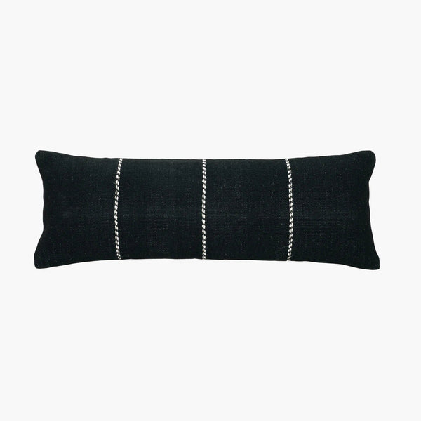 Black Stripe Wool Lumbar Pillow Cover Lumbar Pillows Casa Amarosa 