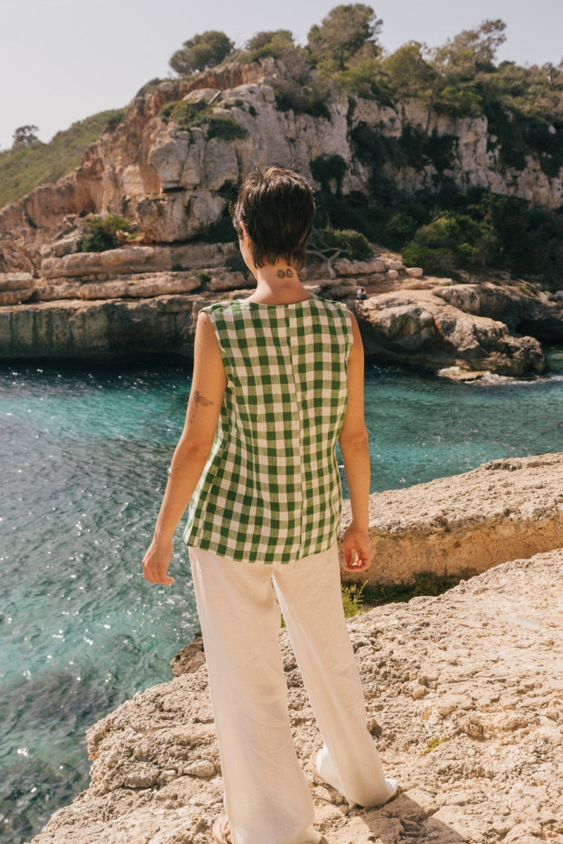 Blanca Sleeveless Linen Top Shirts AmourLinen 