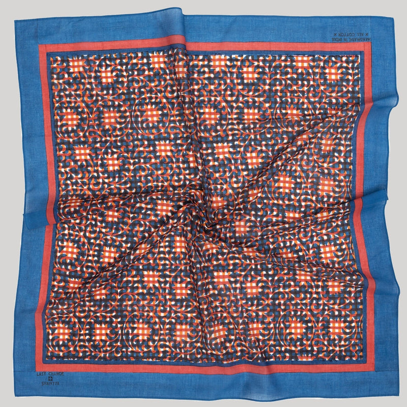 Blockprint Cotton Scarf Bandanas Last Chance Textiles Jackie in Aperol 