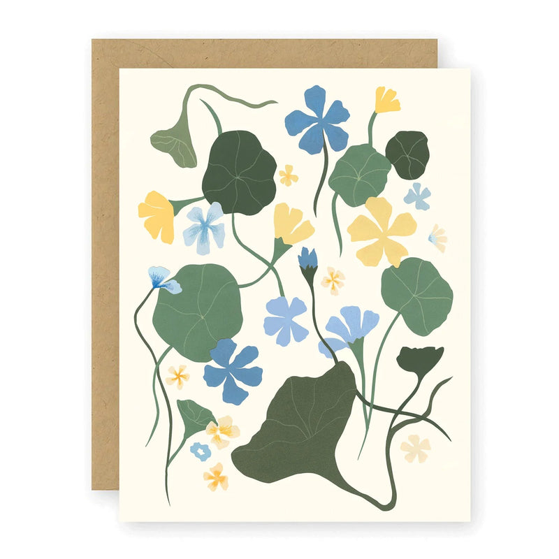 Blue Nasturtiums Greeting Card Greeting Card Elana Gabrielle 