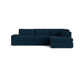 Blumen Bumper Sectional in Natural Latex - Cotton Bumper Sectional Medley Larkspur Indigo Bumper Left 112" 