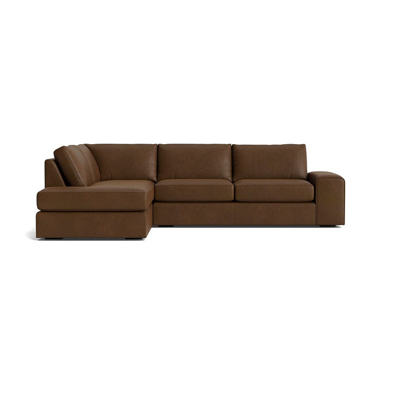 Blumen Bumper Sectional in Natural Latex - Leather Bumper Sectional Medley Bodie Chestnut Bumper Left 112" 