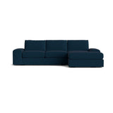 Blumen Chaise Sectional in Natural Latex - Cotton Chaise Sectional Medley Larkspur Indigo Chaise Left 114" Extra Deep