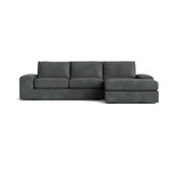 Blumen Chaise Sectional in Natural Latex - Leather Chaise Sectional Medley Bodie Pewter Chaise Left 114" Extra Deep