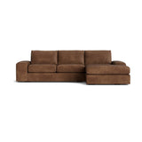 Blumen Chaise Sectional in Natural Latex - Leather Chaise Sectional Medley Palomar Saddle Chaise Left 114" Extra Deep