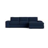 Blumen Chaise Sectional in Natural Latex - Linen Chaise Sectional Medley Juneberry Indigo Chaise Right 124" Extra Deep