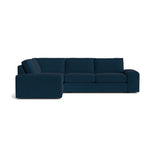 Blumen Corner Sectional in Natural Latex - Cotton Corner Sectional Medley Larkspur Indigo 82" x 112" 