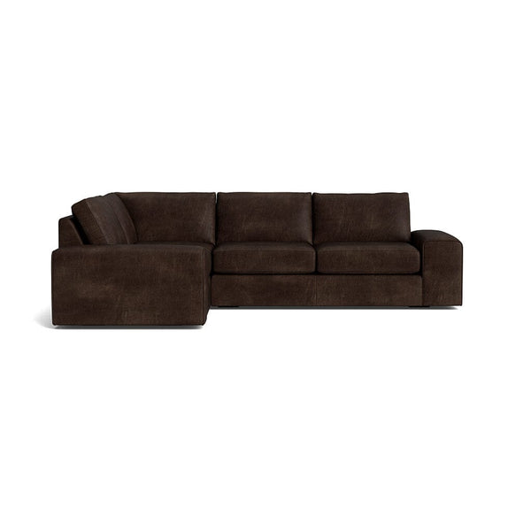 Blumen Corner Sectional in Natural Latex - Leather Corner Sectional Medley Palomar Molasses 82" x 112" 