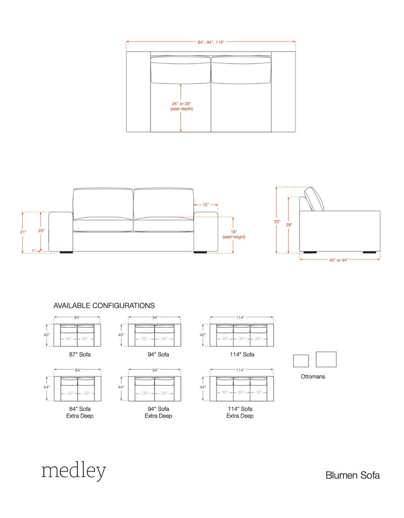 Blumen Sofa in Natural Latex - Cotton Sofa Medley 