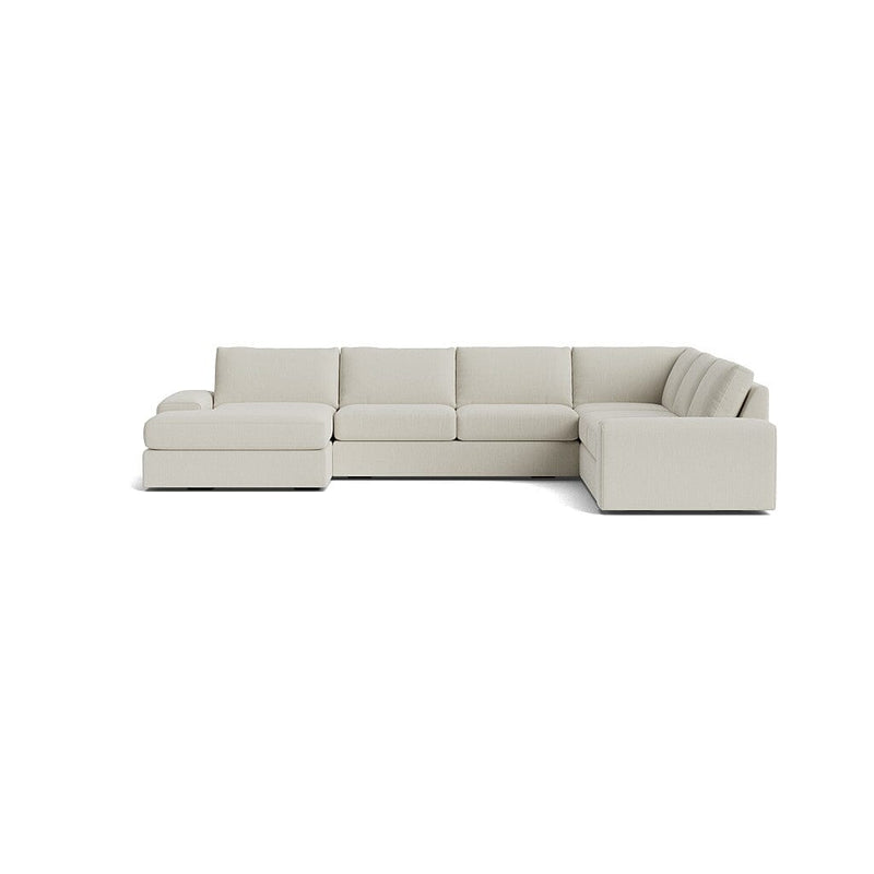 Blumen U Sectional in Natural Latex - Cotton U Sectional Medley Larkspur Hemp 112" x 142" Chaise Right 