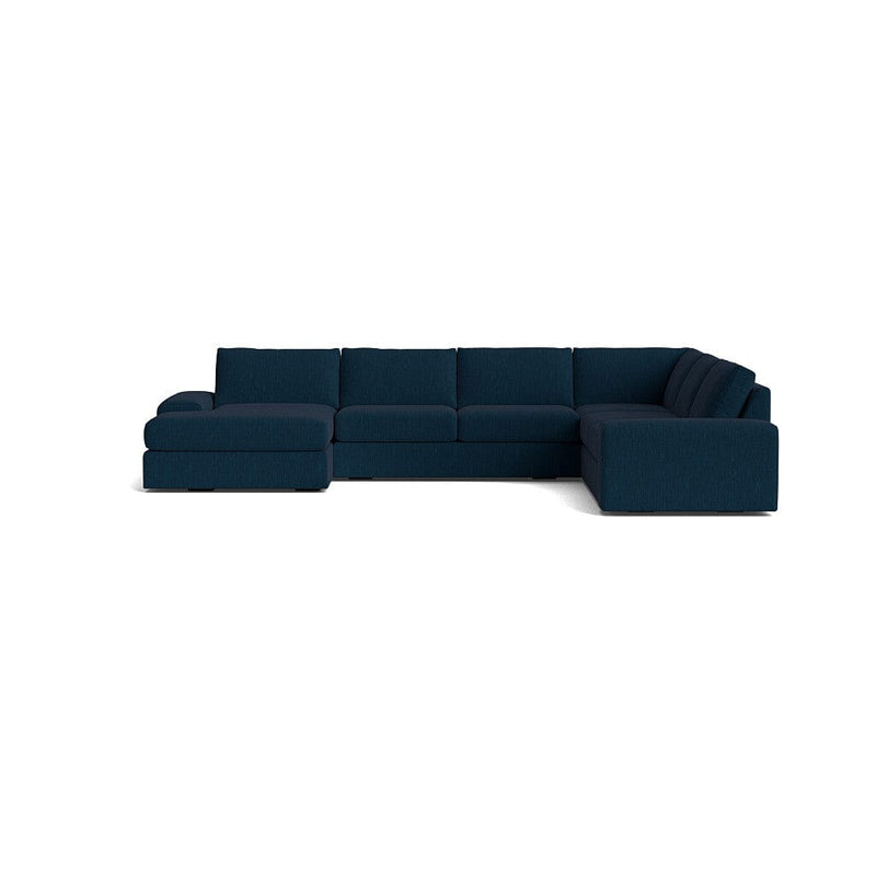 Blumen U Sectional in Natural Latex - Cotton U Sectional Medley Larkspur Indigo 112" x 142" Chaise Right 