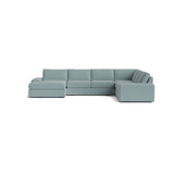 Blumen U Sectional in Natural Latex - Cotton U Sectional Medley Larkspur Steel 112" x 142" Chaise Right 