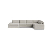 Blumen U Sectional in Natural Latex - Cotton U Sectional Medley Meadow Dove 112" x 142" Chaise Right 