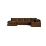 Blumen U Sectional in Natural Latex - Leather U Sectional Medley Bodie Chestnut 112" x 142" Chaise Right 