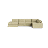 Blumen U Sectional in Natural Latex - Leather U Sectional Medley Bodie Linen 112" x 142" Chaise Right 