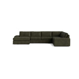 Blumen U Sectional in Natural Latex - Leather U Sectional Medley Bodie Moss 112" x 142" Chaise Right 