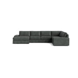 Blumen U Sectional in Natural Latex - Leather U Sectional Medley Bodie Pewter 112" x 142" Chaise Right 