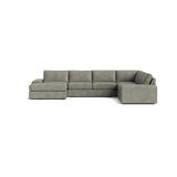 Blumen U Sectional in Natural Latex - Leather U Sectional Medley Bodie Smoke 112" x 142" Chaise Right 